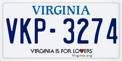 VA license plate VKP3274