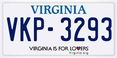 VA license plate VKP3293