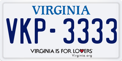 VA license plate VKP3333