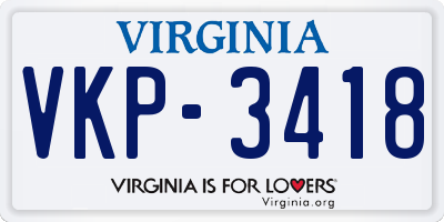 VA license plate VKP3418