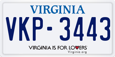 VA license plate VKP3443