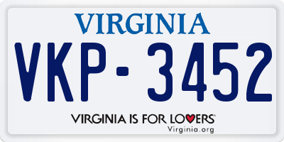 VA license plate VKP3452