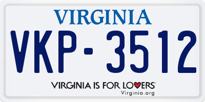 VA license plate VKP3512
