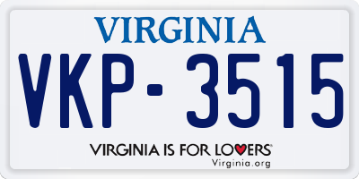 VA license plate VKP3515