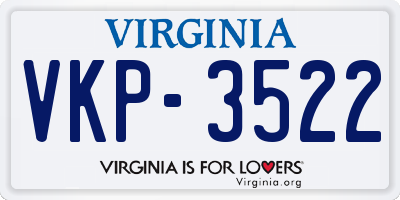 VA license plate VKP3522