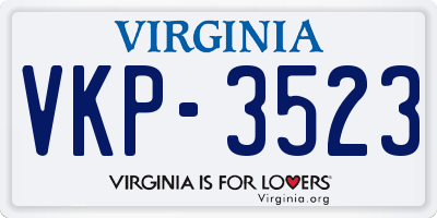VA license plate VKP3523