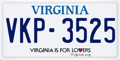 VA license plate VKP3525