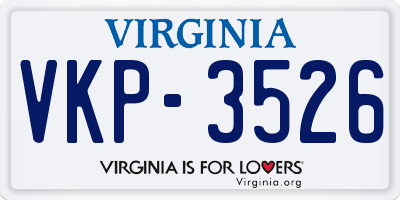 VA license plate VKP3526