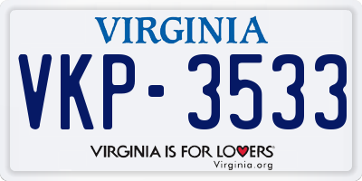 VA license plate VKP3533