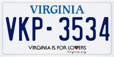 VA license plate VKP3534