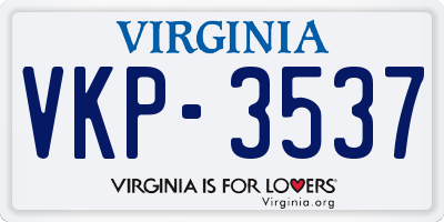 VA license plate VKP3537
