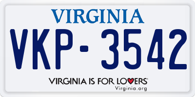VA license plate VKP3542