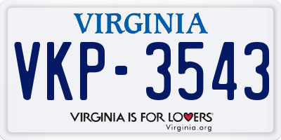 VA license plate VKP3543