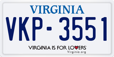VA license plate VKP3551