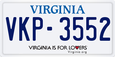 VA license plate VKP3552