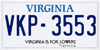 VA license plate VKP3553