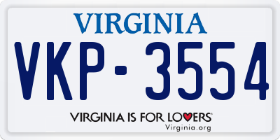 VA license plate VKP3554