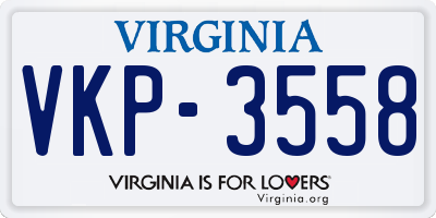 VA license plate VKP3558