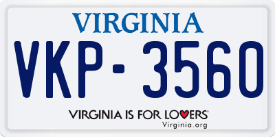 VA license plate VKP3560