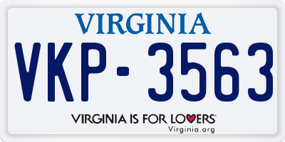 VA license plate VKP3563
