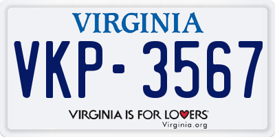 VA license plate VKP3567