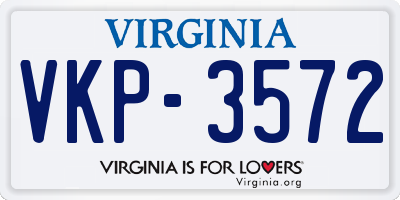 VA license plate VKP3572