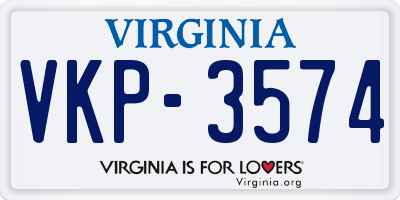 VA license plate VKP3574