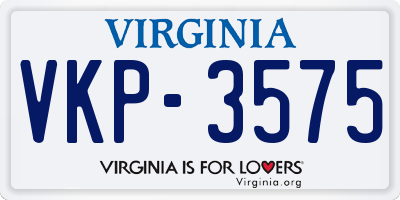 VA license plate VKP3575