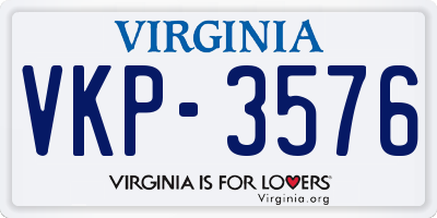 VA license plate VKP3576