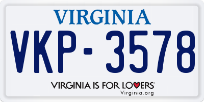 VA license plate VKP3578