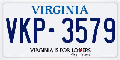 VA license plate VKP3579