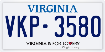 VA license plate VKP3580