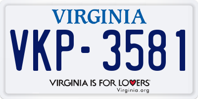 VA license plate VKP3581