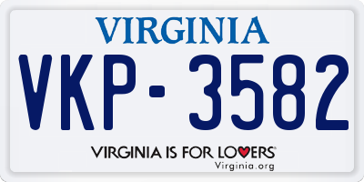 VA license plate VKP3582