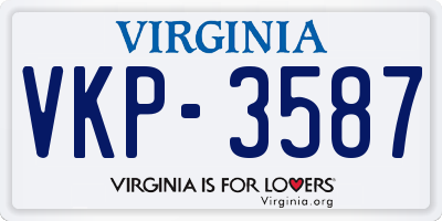 VA license plate VKP3587