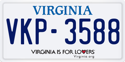 VA license plate VKP3588
