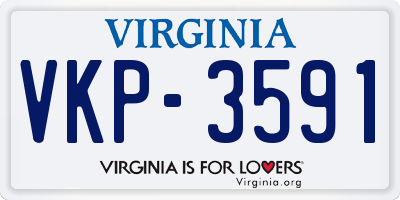 VA license plate VKP3591