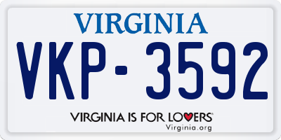 VA license plate VKP3592