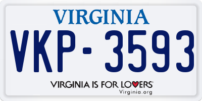 VA license plate VKP3593