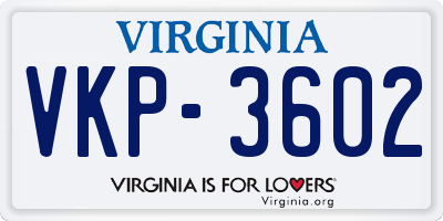 VA license plate VKP3602