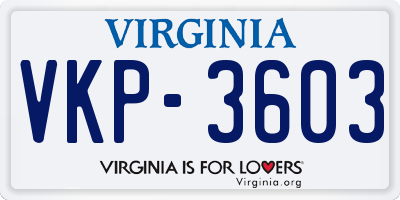 VA license plate VKP3603