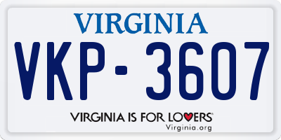 VA license plate VKP3607