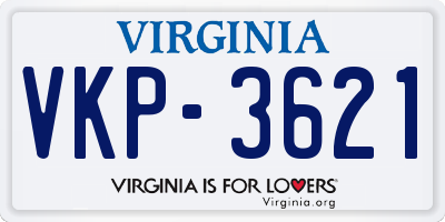 VA license plate VKP3621
