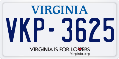 VA license plate VKP3625
