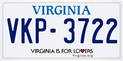 VA license plate VKP3722