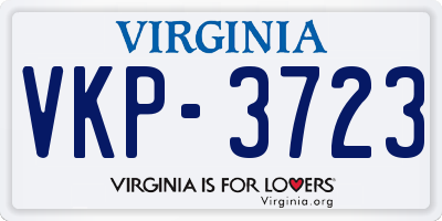 VA license plate VKP3723