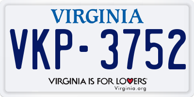 VA license plate VKP3752