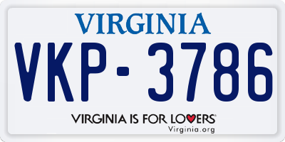 VA license plate VKP3786