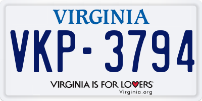 VA license plate VKP3794