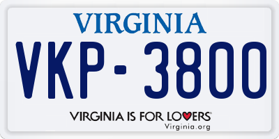 VA license plate VKP3800